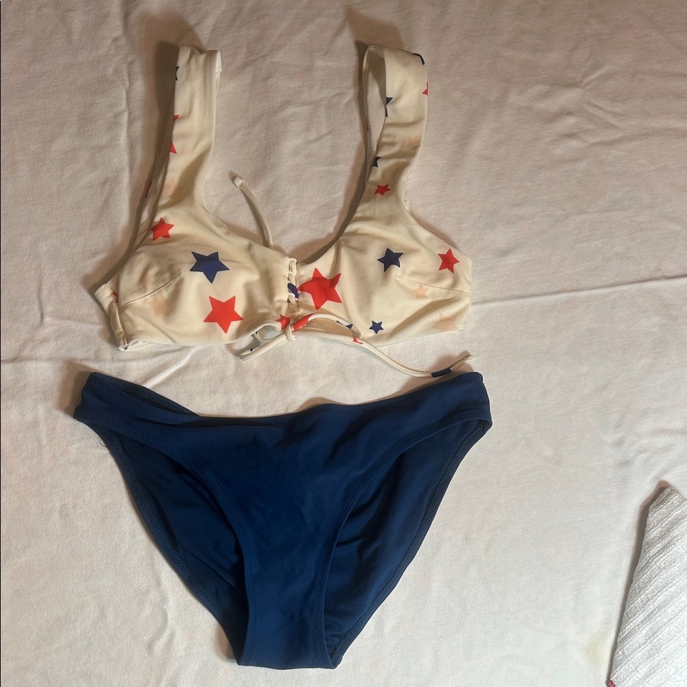 Aerie Star Print Bikini Set - Cream, Red, Blue